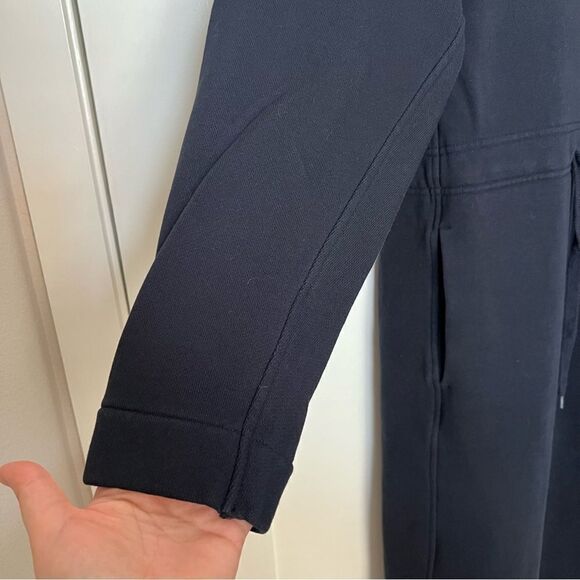 Uniqlo U Sweatshirt Dress S Navy Blue Long Sleeve Turtleneck Minimalist Pockets - Picture 7 of 13